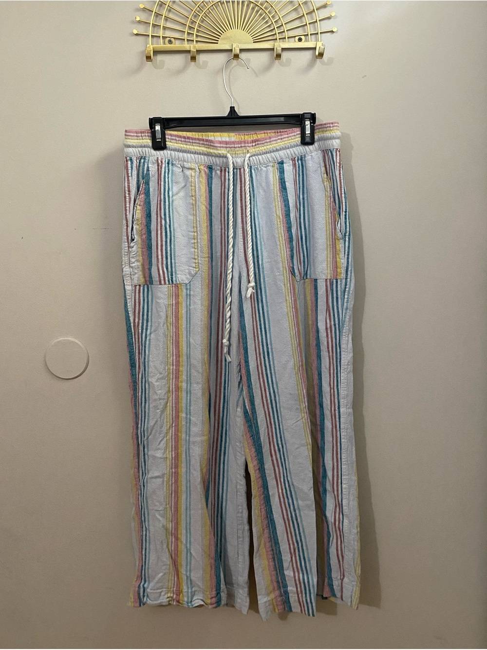 Lightweight Multicolor Striped Wide-Leg Pants